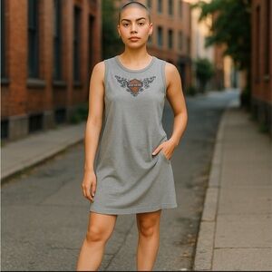 Harley-Davidson gray cotton embroidered dress s